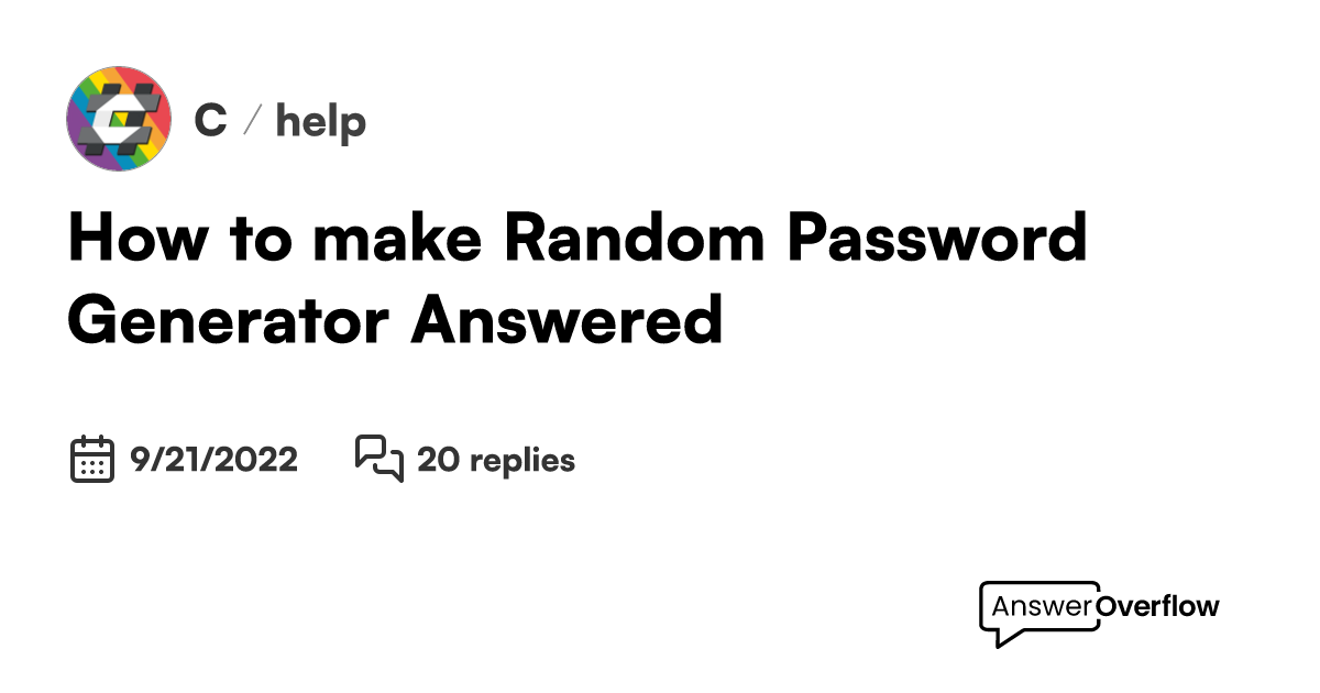 How to make random password generator answered c 