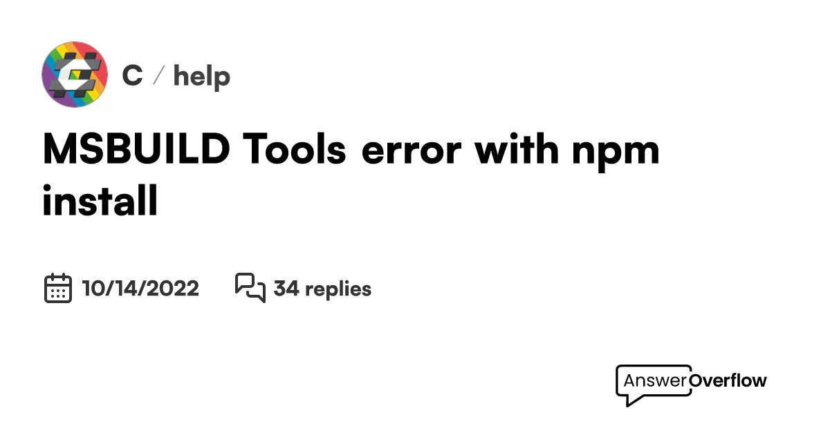 Msbuild tools error with npm install c 
