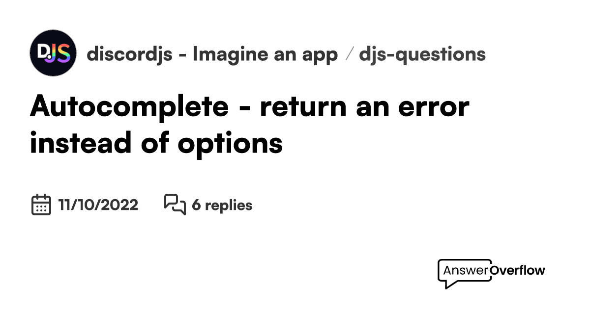 return an error instead of options discord.js