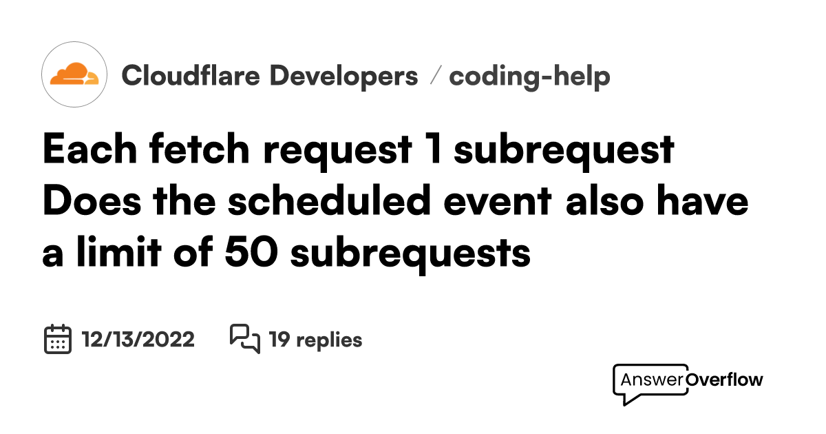 Each fetch request 1 subrequest does the scheduled event also have a