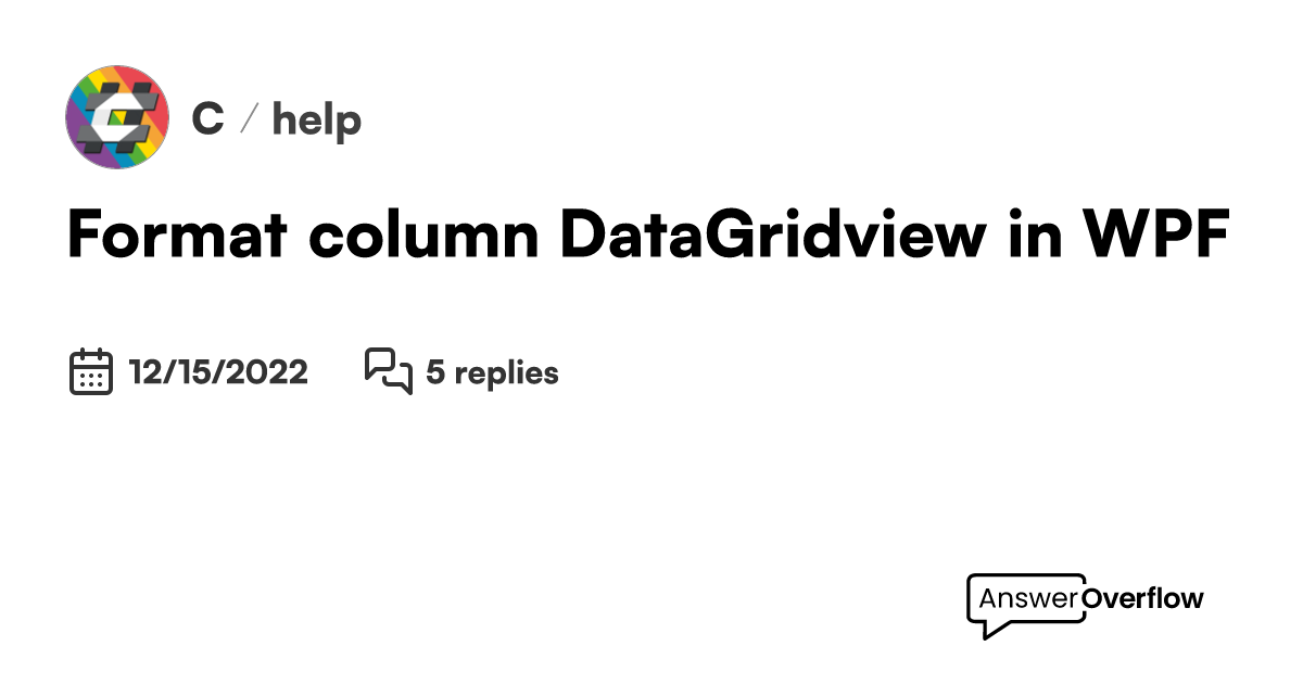 Format column DataGridview in WPF C