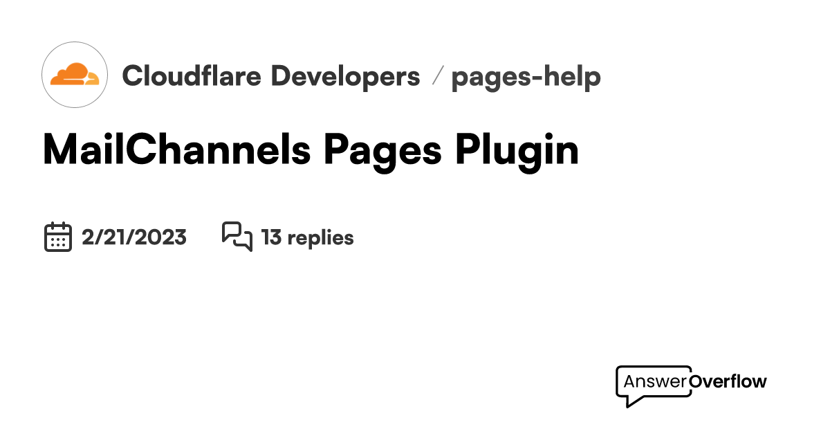 MailChannels Pages Plugin Cloudflare Developers