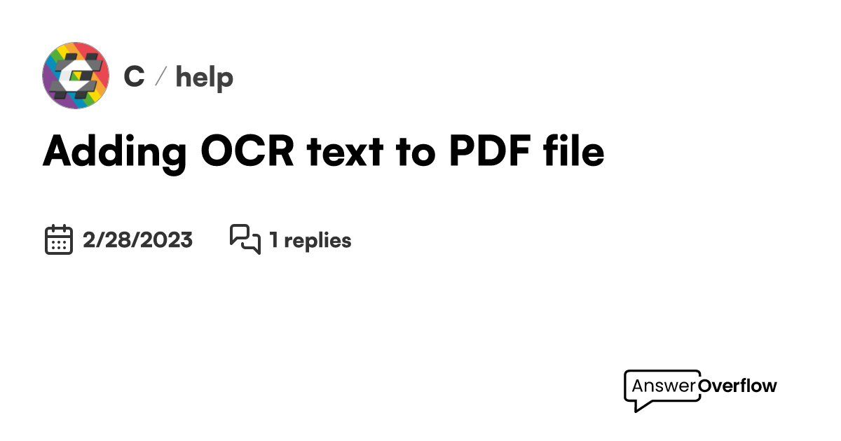 Adding ocr text to pdf file c 