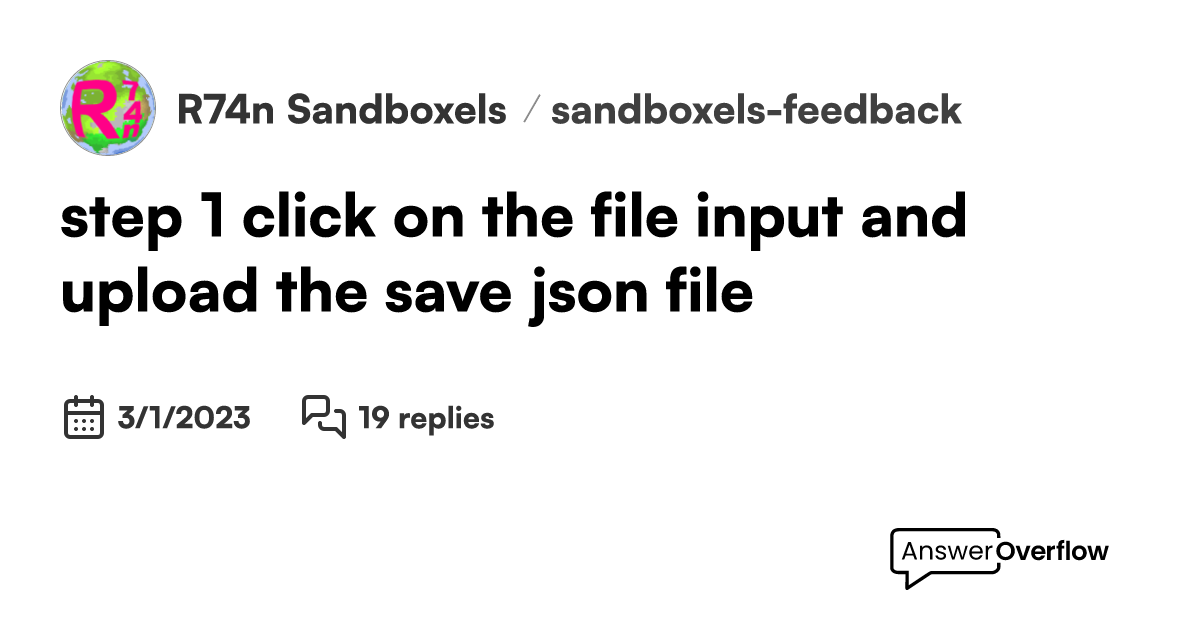 step 1: click on the file input and upload the save .json file - 🚨 R74n ...