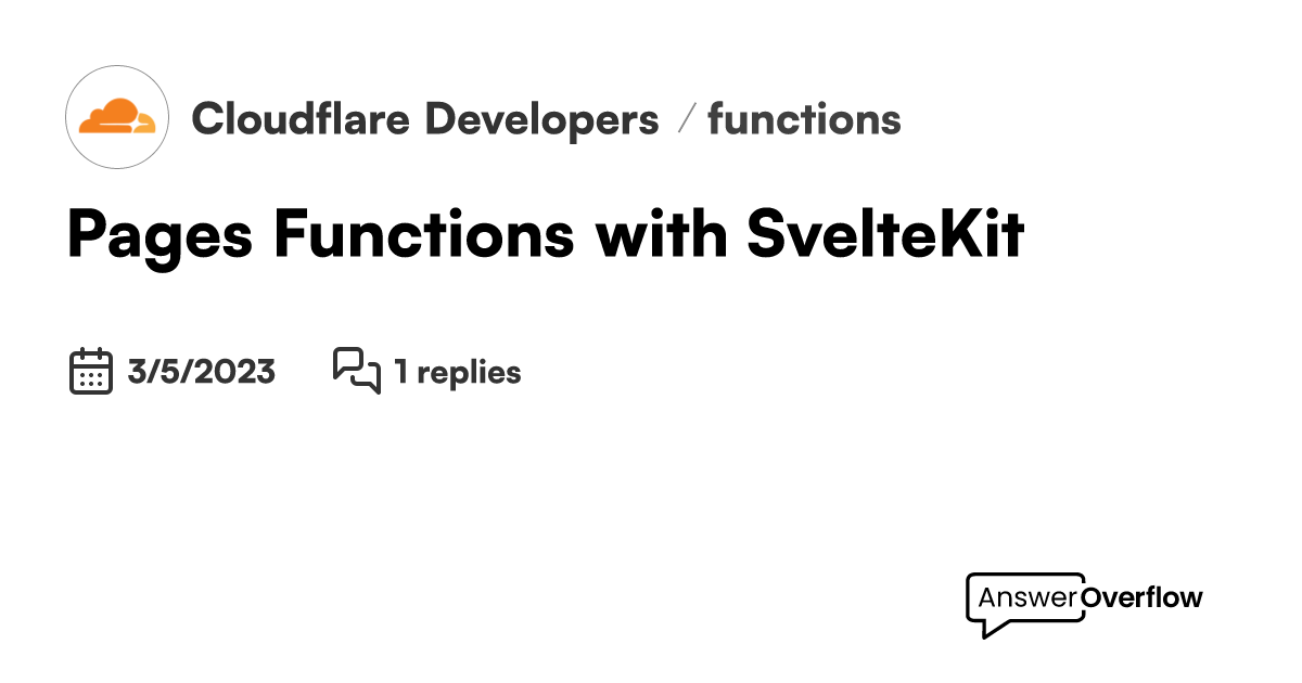 Pages Functions with SvelteKit Cloudflare Developers