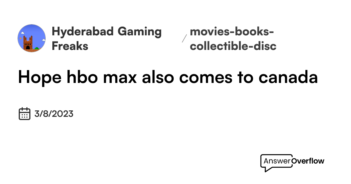 Hope hbo max also comes to canada. - Hyderabad Gaming Freaks!🎮🇮🇳