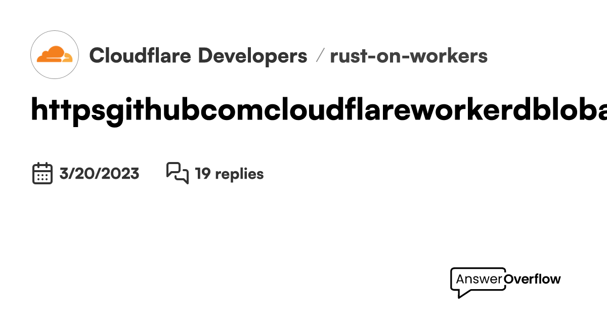 - Cloudflare Developers