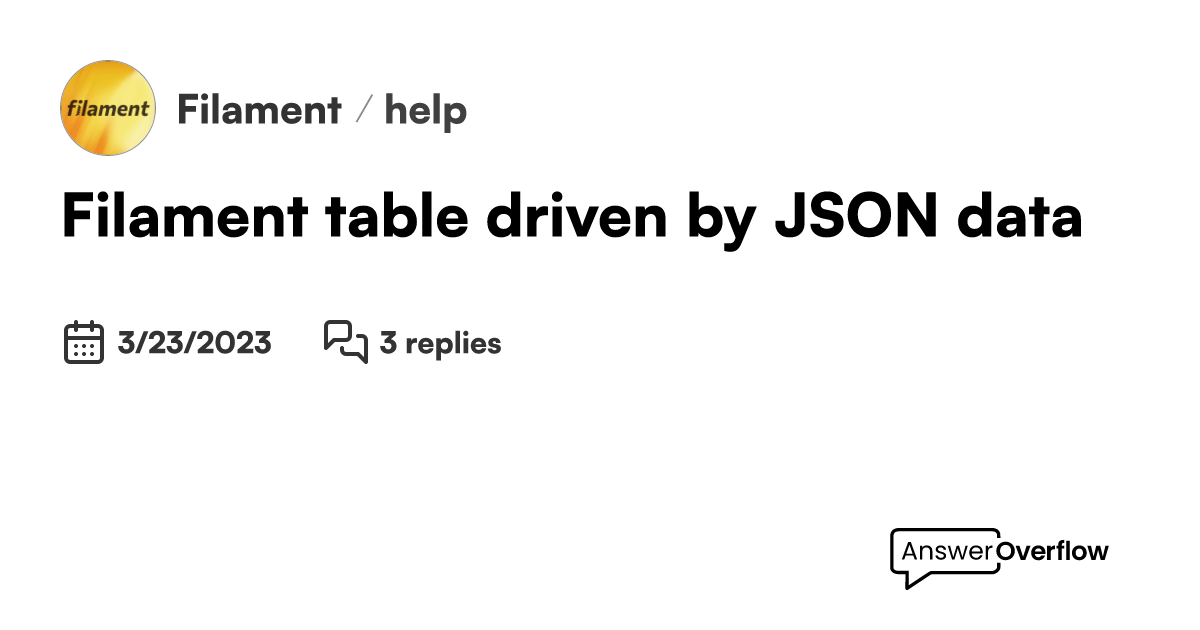 Filament table driven by JSON data - Filament