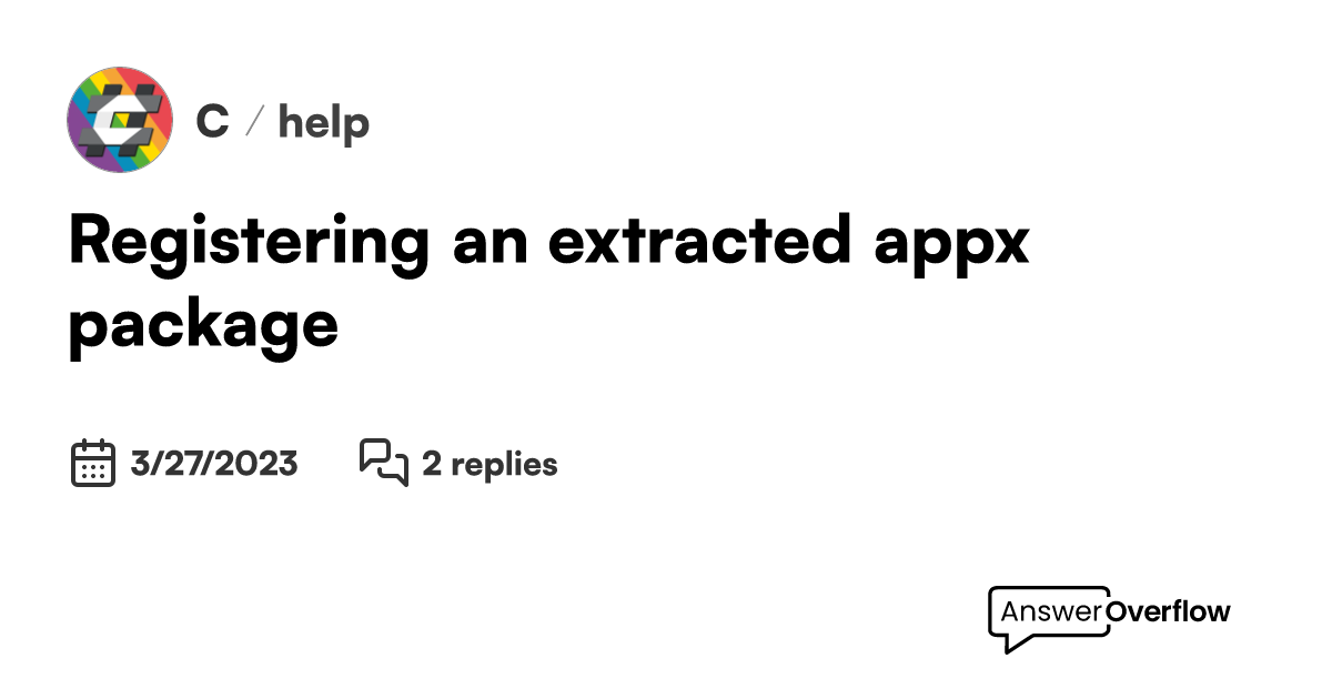 Registering an extracted appx package c 