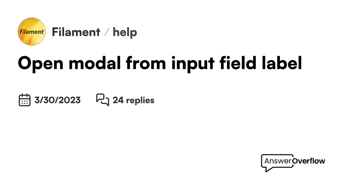 Open modal from input field label - Filament