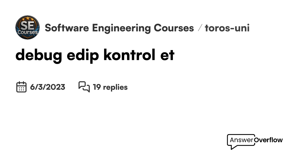 debug edip kontrol et - Software Engineering Courses (SECourses)