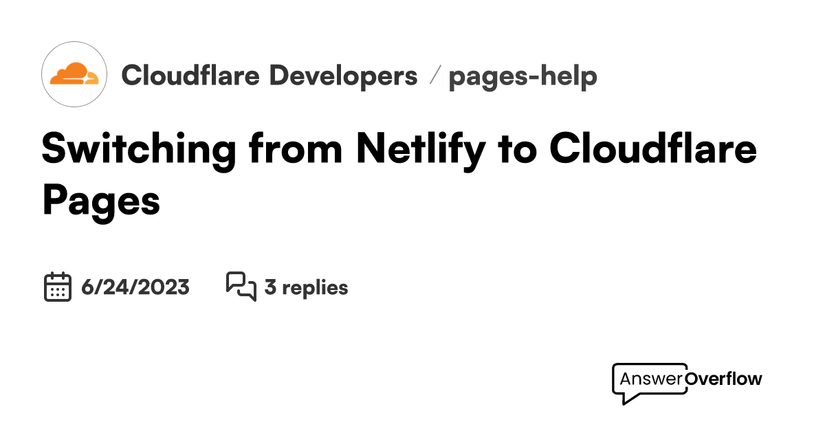 Switching from Netlify to Cloudflare Pages Cloudflare Developers
