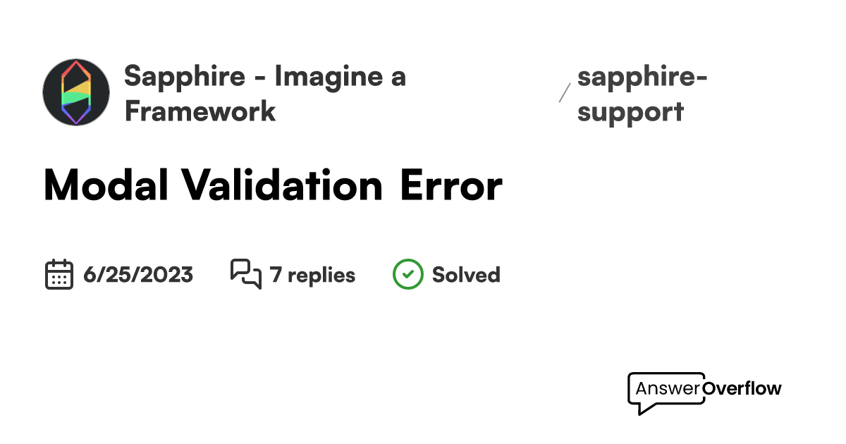 Modal Validation Error - Sapphire - Imagine a Framework