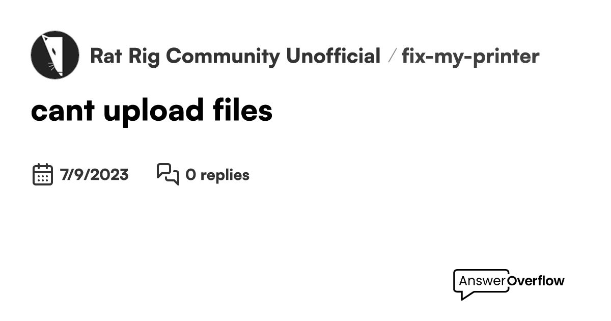 can’t upload files Rat Rig Community [Unofficial]