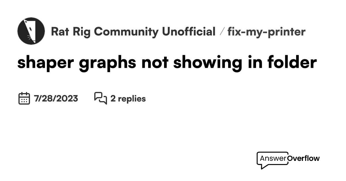 shaper graphs not showing in folder Rat Rig Community [Unofficial]