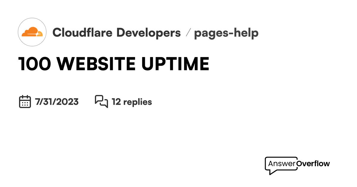 100 WEBSITE UPTIME Cloudflare Developers
