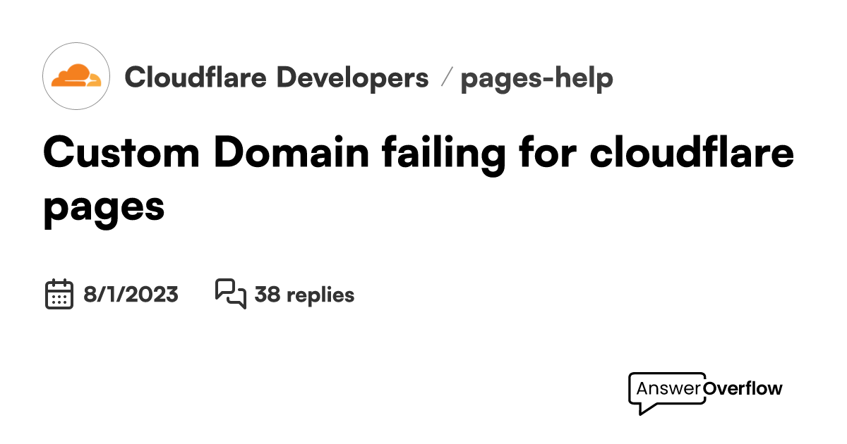 Custom Domain failing for cloudflare pages Cloudflare Developers