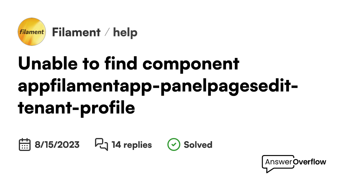 Unable to find component app filament app panel pages edit tenant