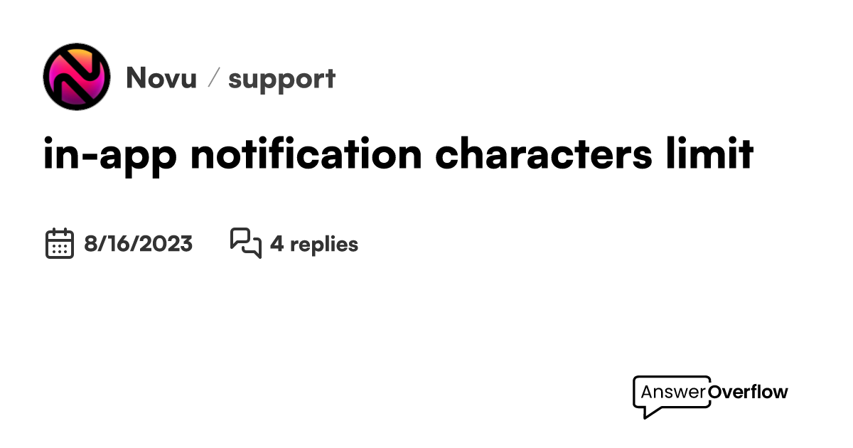 In app notification characters limit novu