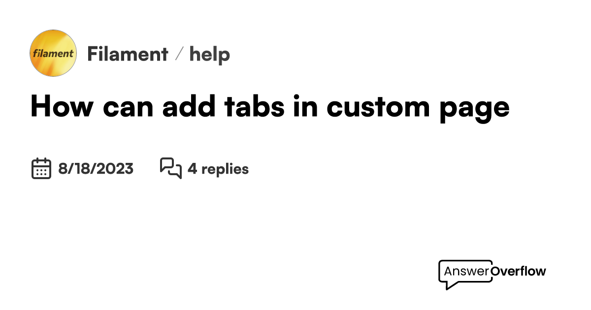 How can add tabs in custom page filament