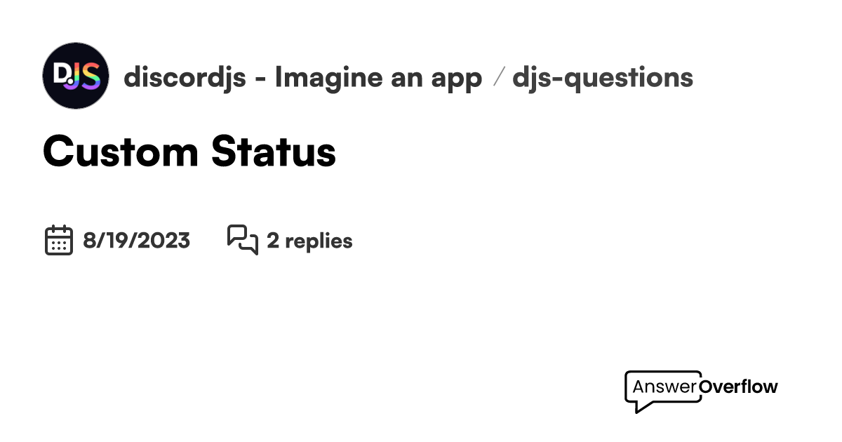 Custom Status discord.js Imagine an app