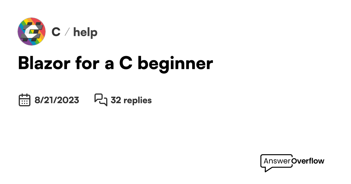 Blazor for a c beginner c 