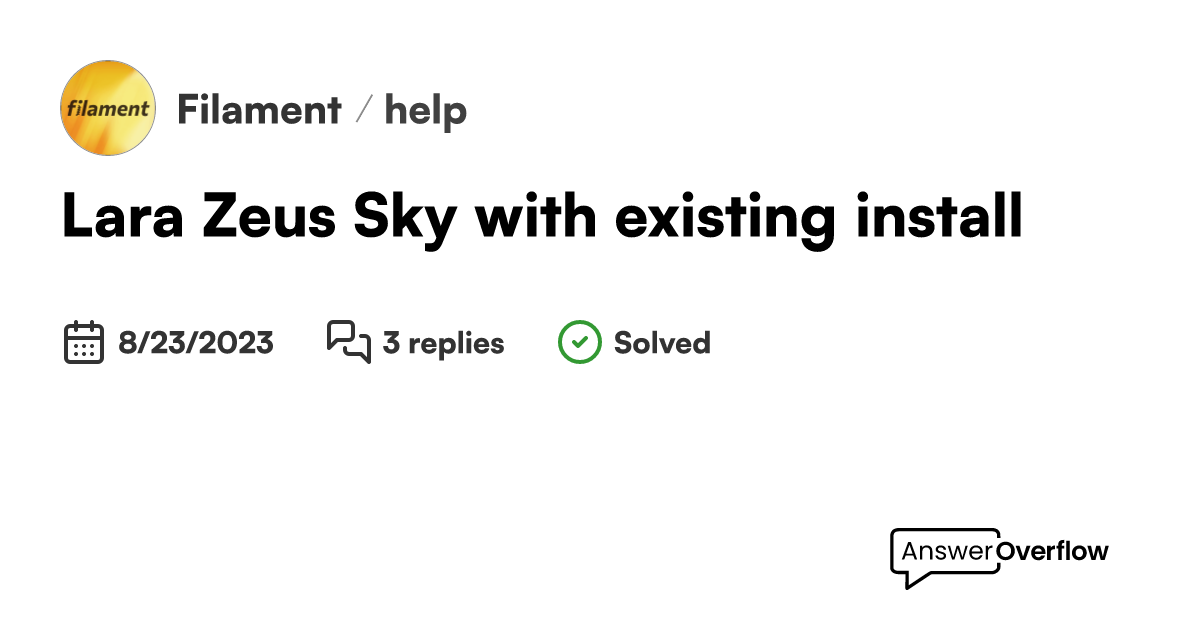 Lara zeus sky with existing install filament