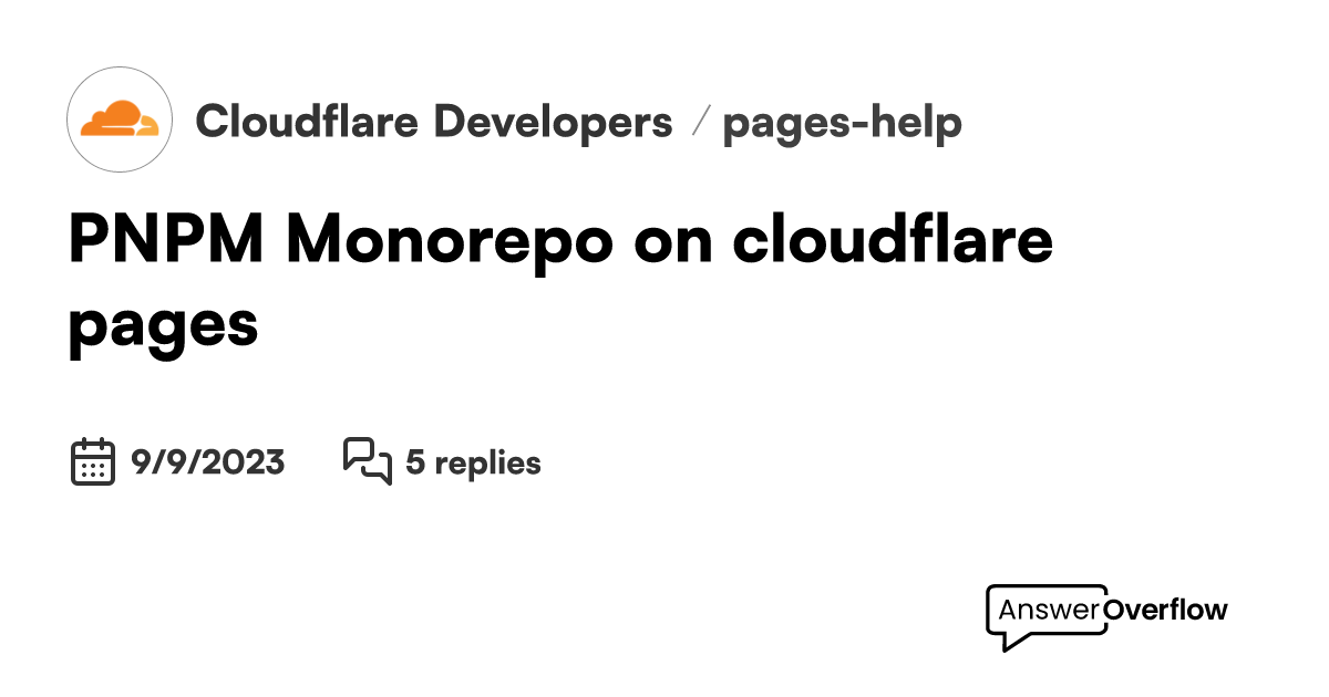 PNPM Monorepo on cloudflare pages Cloudflare Developers