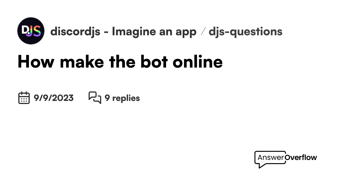 How make the bot online? - discord.js - Imagine an app