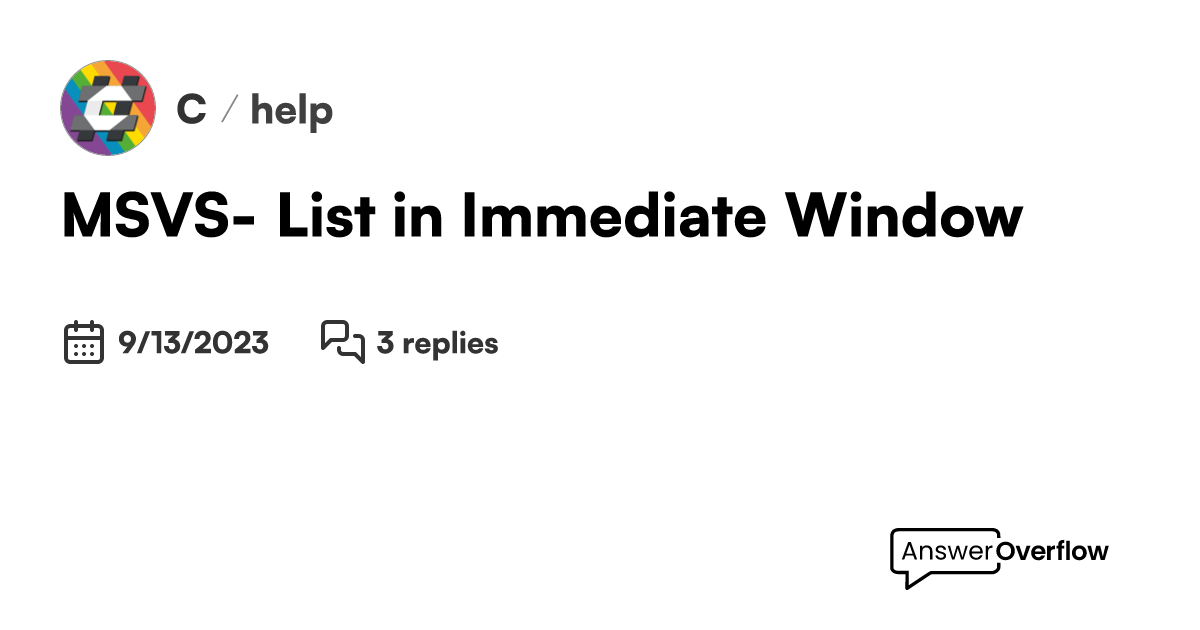 MSVS- List in Immediate Window - C#