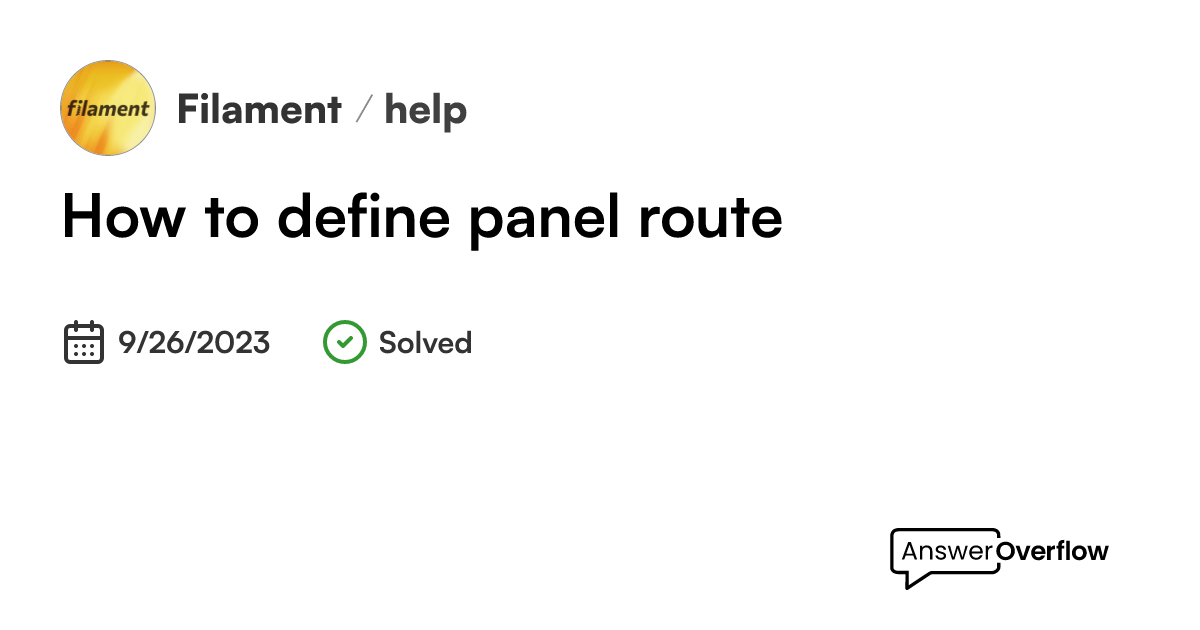 How to define panel route - Filament