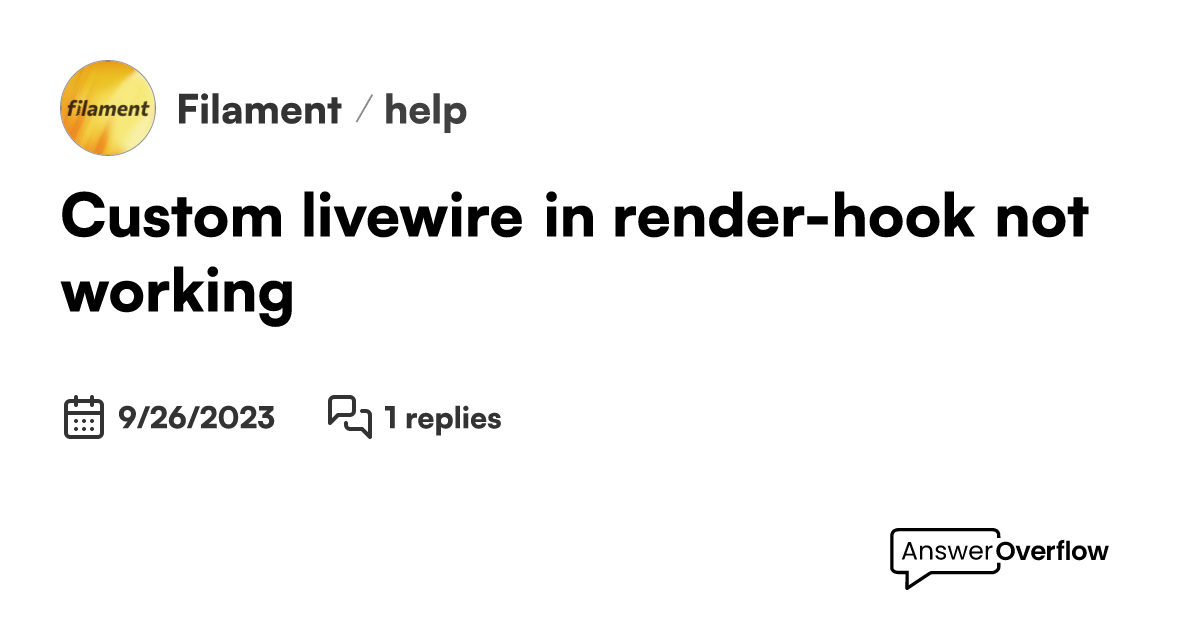 Custom livewire in renderhook not working Filament