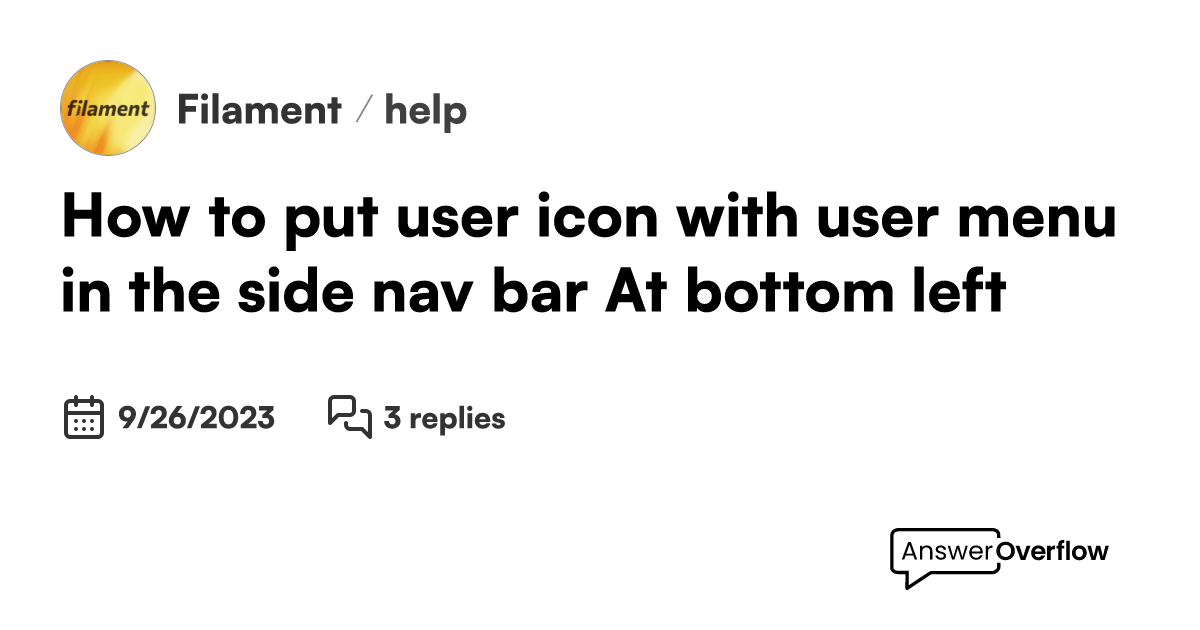 How to put user icon with user menu in the side nav bar ? At bottom ...