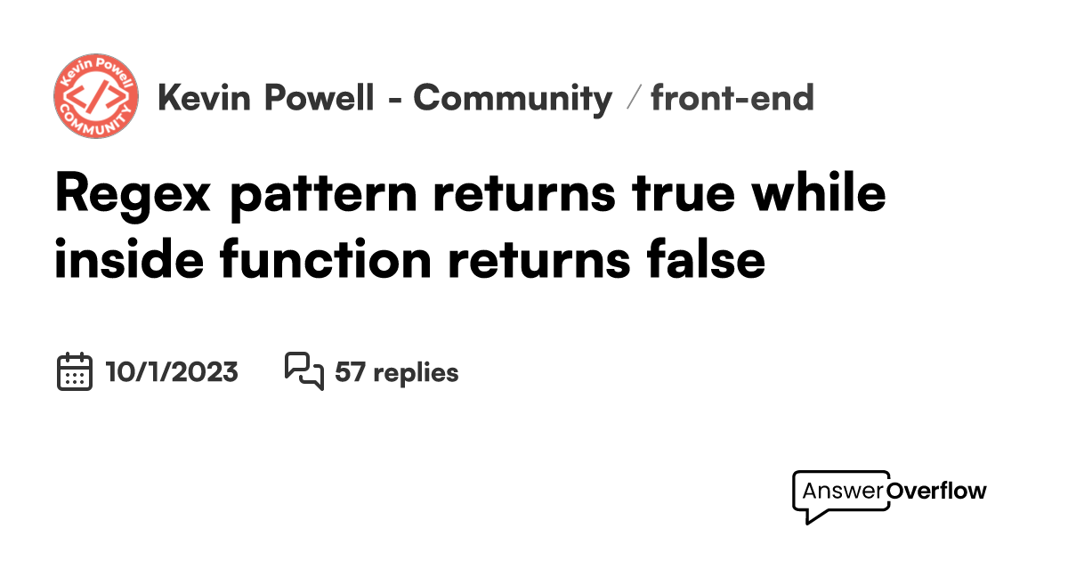 Regex pattern returns true, while inside function returns false Kevin