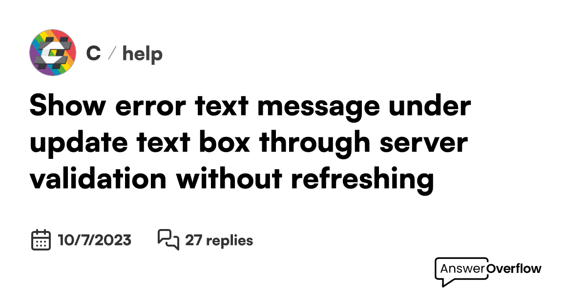 Show error text message under update text box through server validation