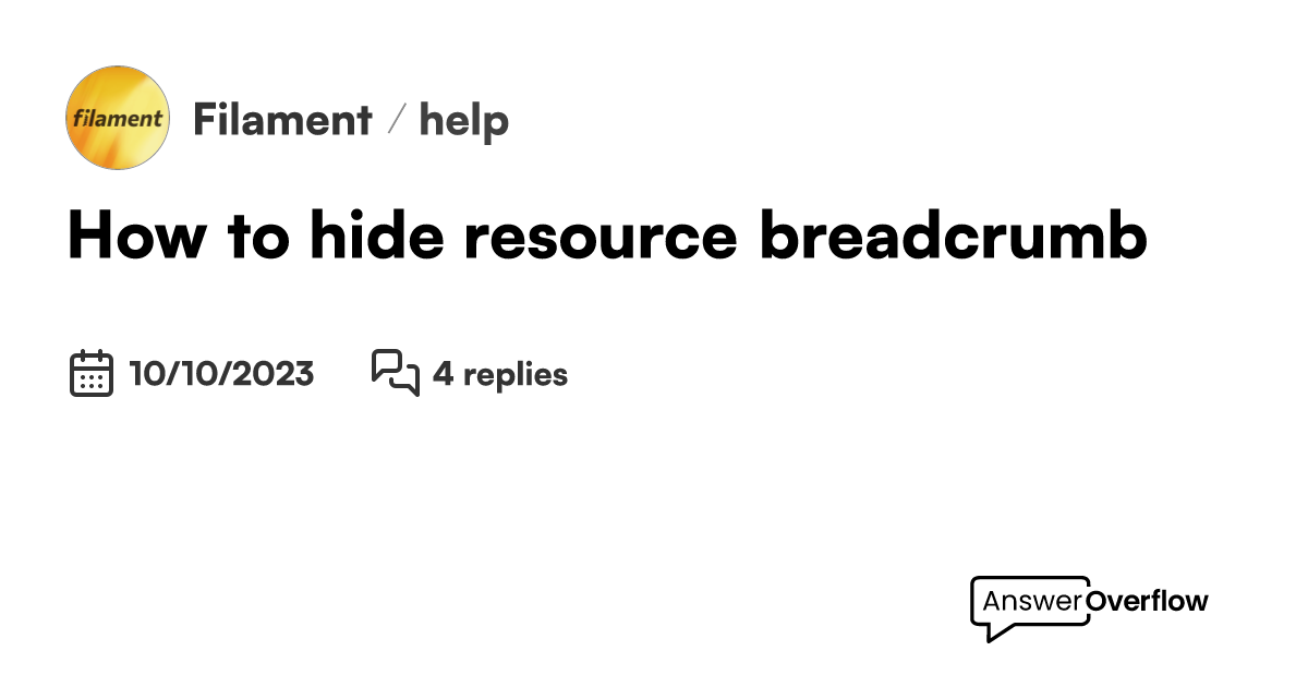 How to hide resource breadcrumb? Filament