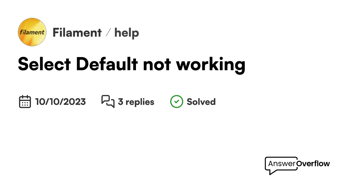 Select Default not working Filament