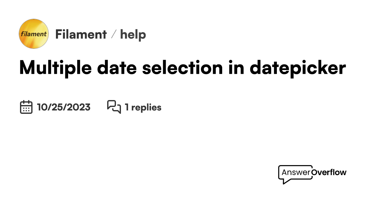 Multiple date selection in datepicker filament