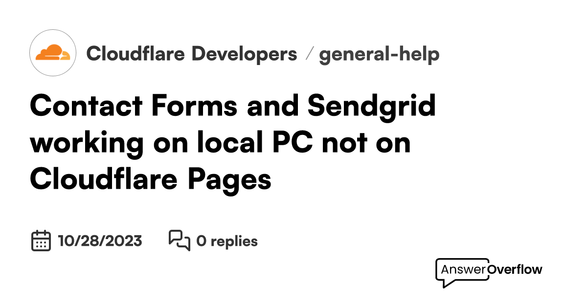 Contact Forms and Sendgrid working on local PC not on Cloudflare Pages