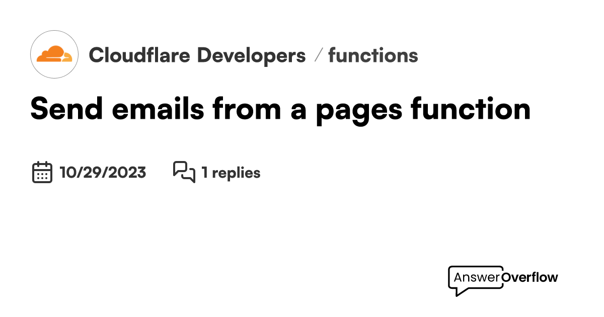 Send emails from a pages function Cloudflare Developers