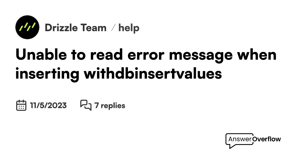 Unable to read error message when inserting withdb insert values