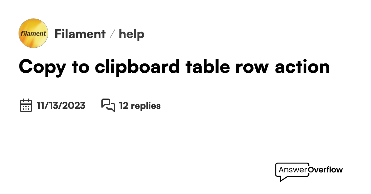 Copy to clipboard table row action - Filament