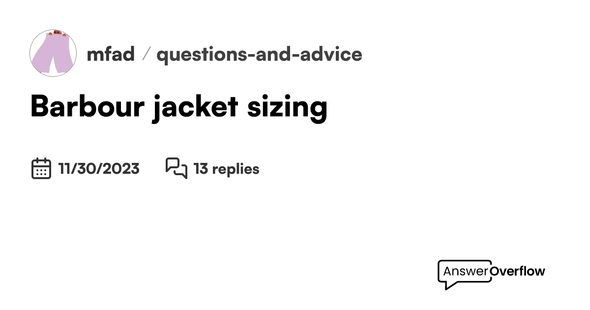 Barbour jacket sizing mfad