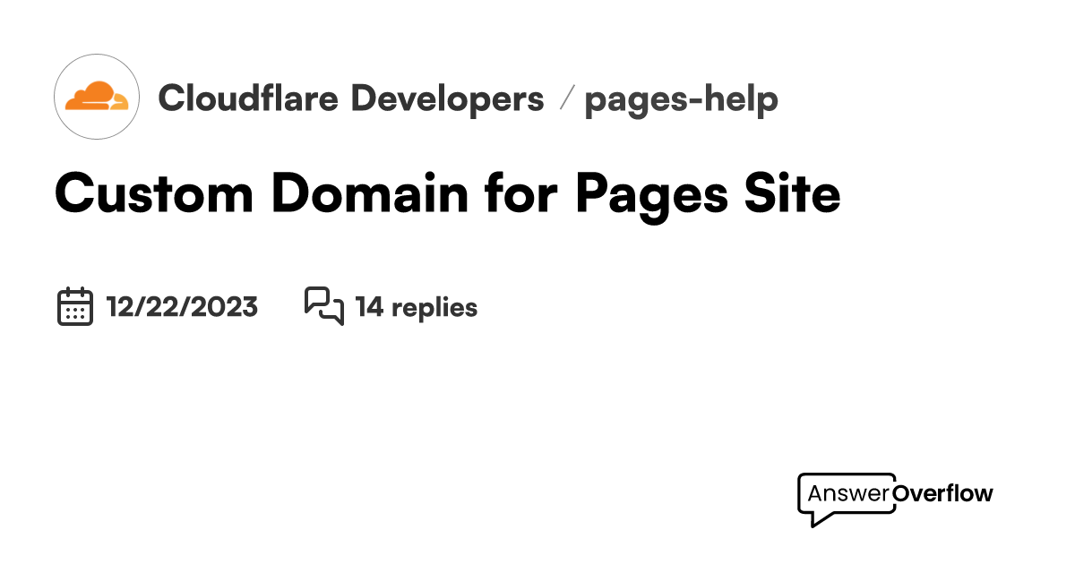 Custom Domain for Pages Site Cloudflare Developers