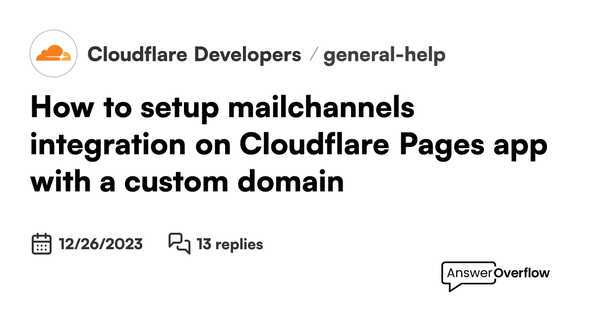 How to setup mailchannels integration on Cloudflare Pages app with a
