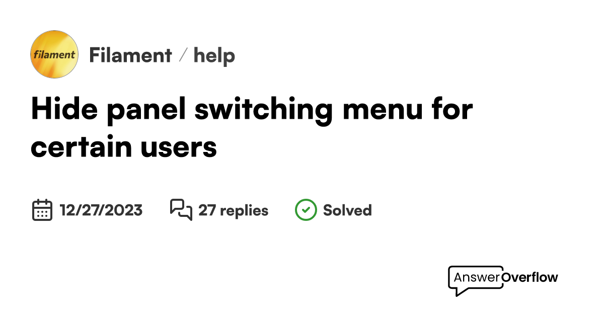 Hide panel switching menu for certain users? Filament