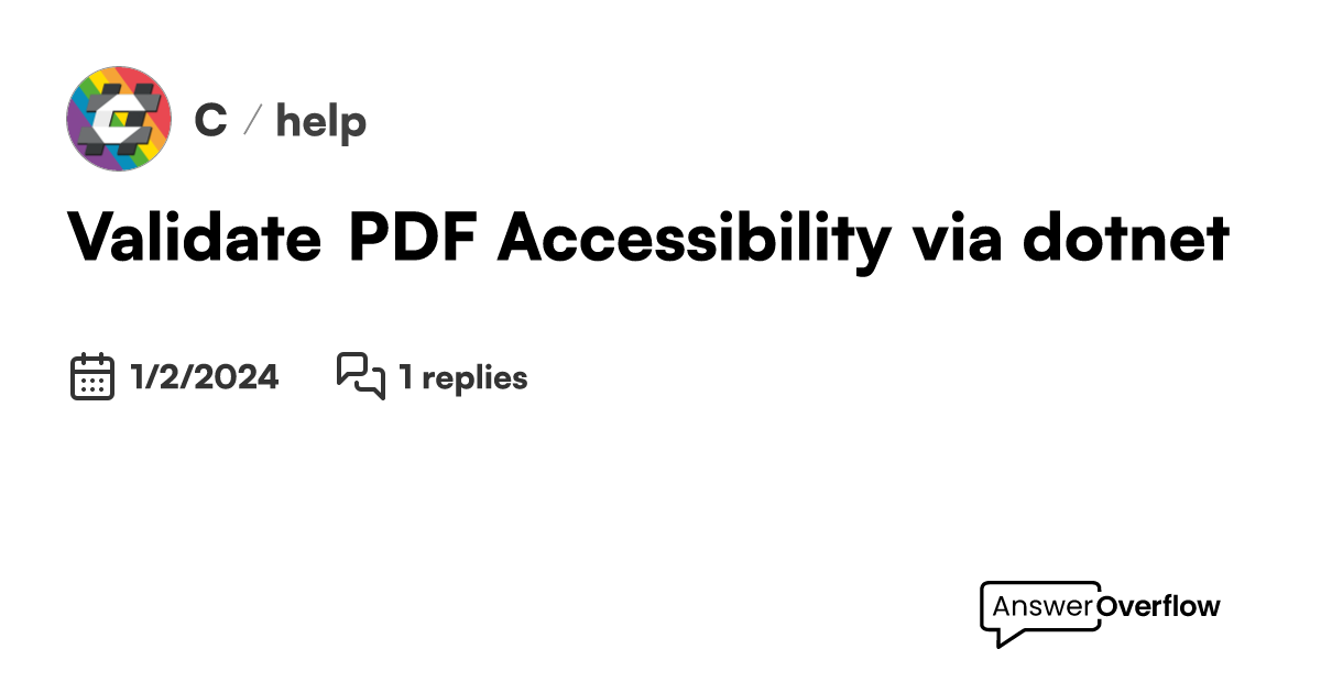 Validate pdf accessibility via dotnet c 