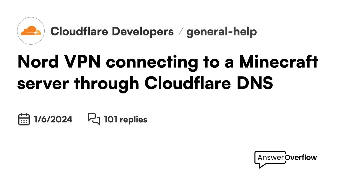 Nord VPN connecting to a Minecraft server through Cloudflare DNS