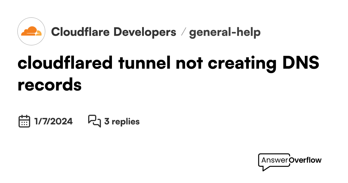 Cloudflared tunnel not creating dns records cloudflare developers