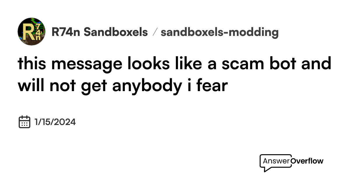 this message looks like a scam bot and will not get anybody i fear - 🚨 ...